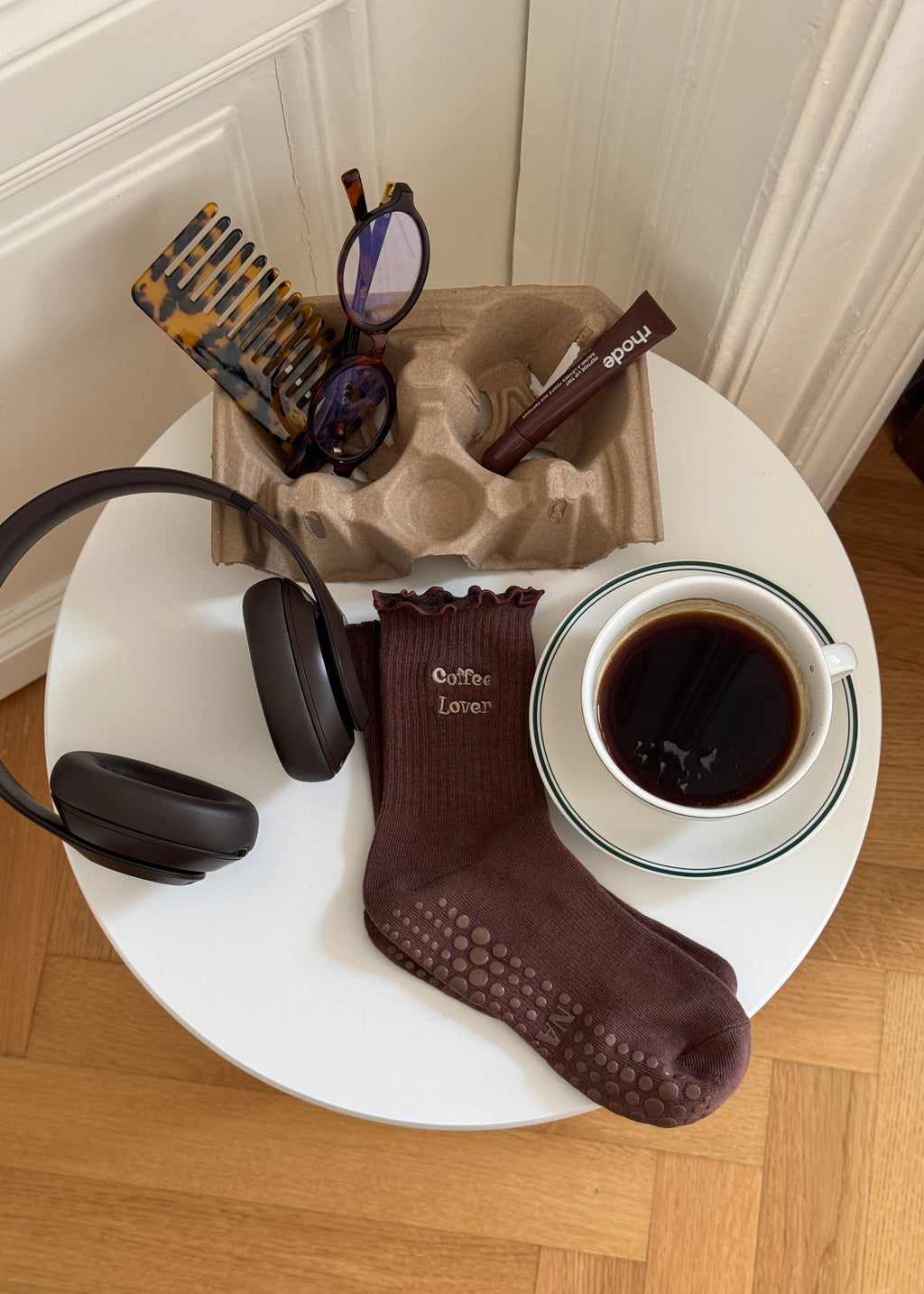 Coffee Lover Pilates Socken Kaffee und braune Details