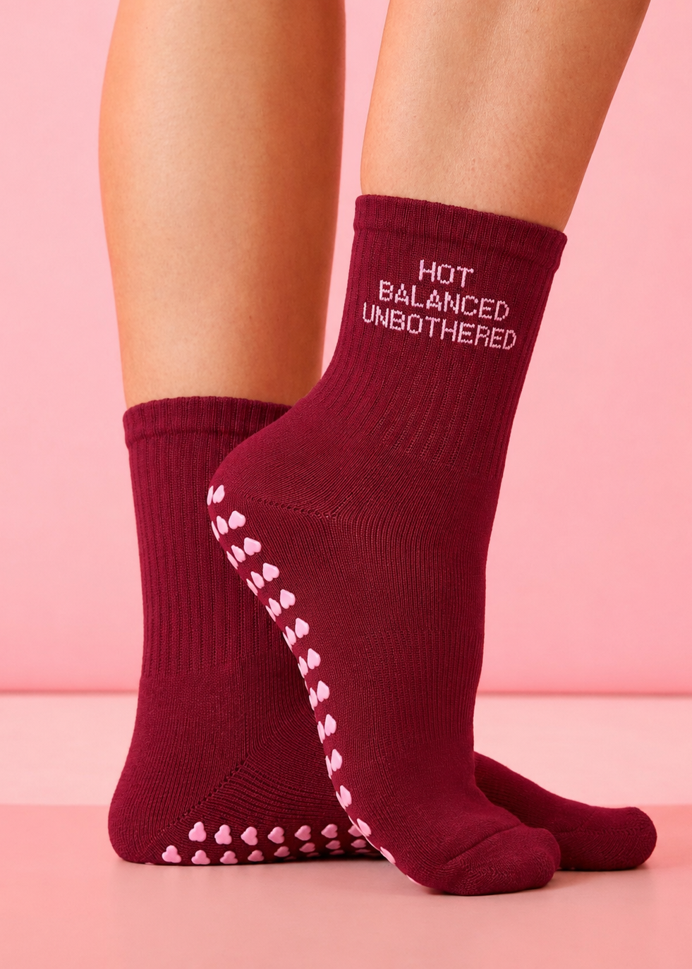 Pilates Socken Burgundy getragen