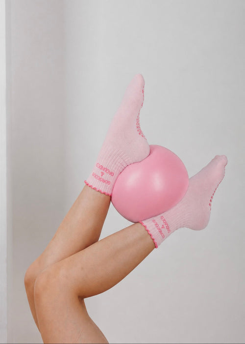 Pinke Pilates Socken mit Ball